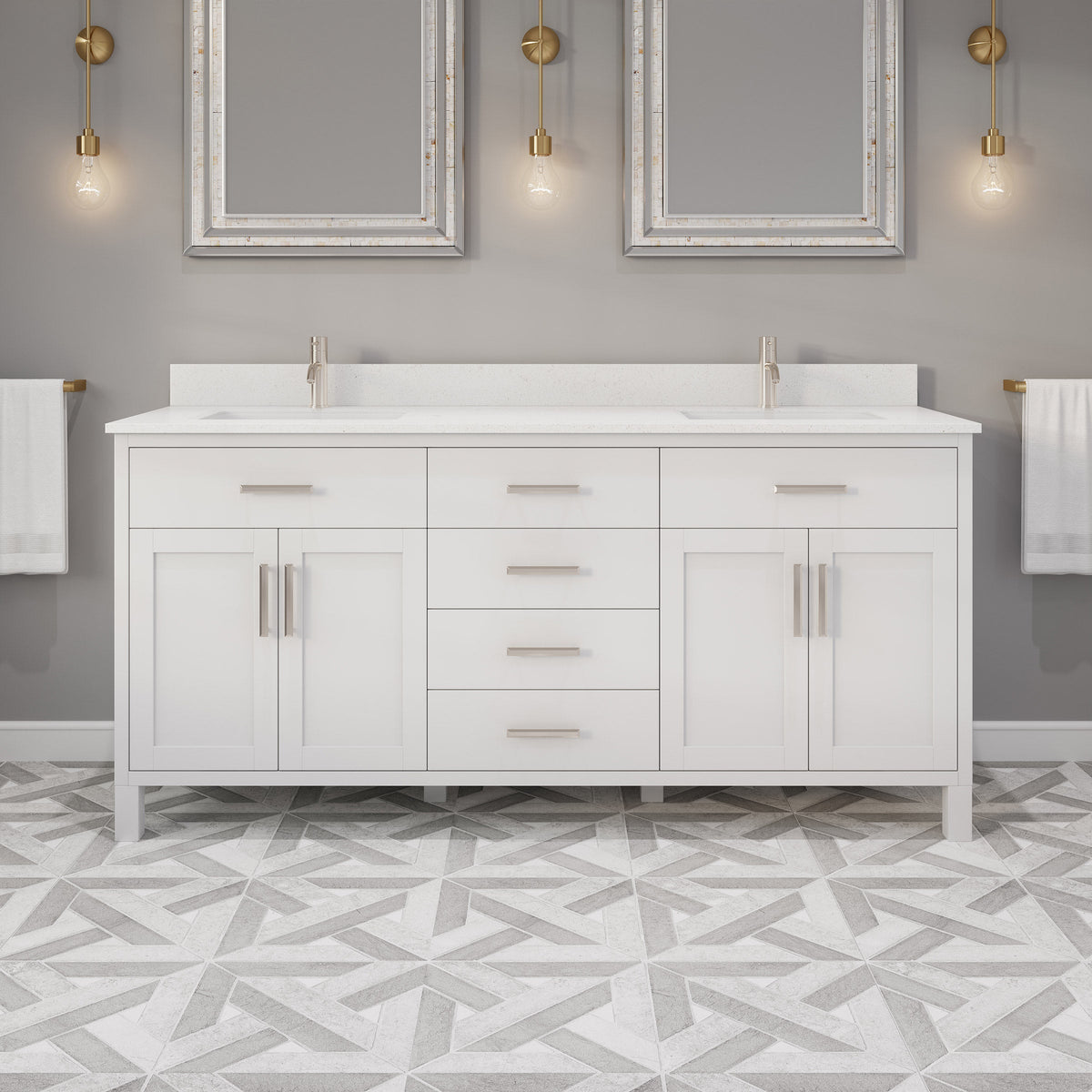 Studio Bathe Katie II Vanity in White Finish with Engineered Stone Countertop