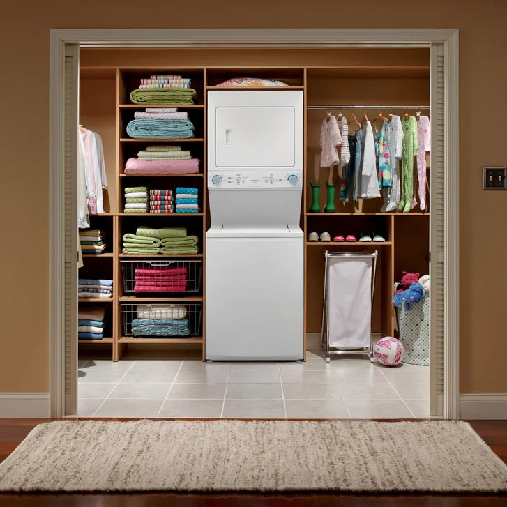 Frigidaire 27 in. White Electric 4.5 cu. ft. IEC Washer and 5.5 cu. ft. Dryer Laundry Centre