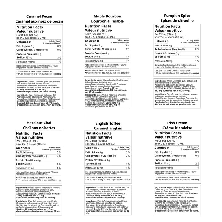 Matteo's Sugar-Free Coffee Syrup Variety Pack, 6 × 750 mL + 1 pump