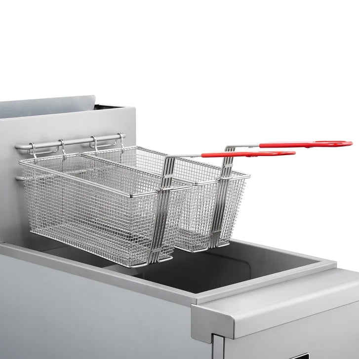 Forno 15.5 in. 40 lb Stainless Steel Natural Gas Commercial Deep Fryer with Twin Baskets