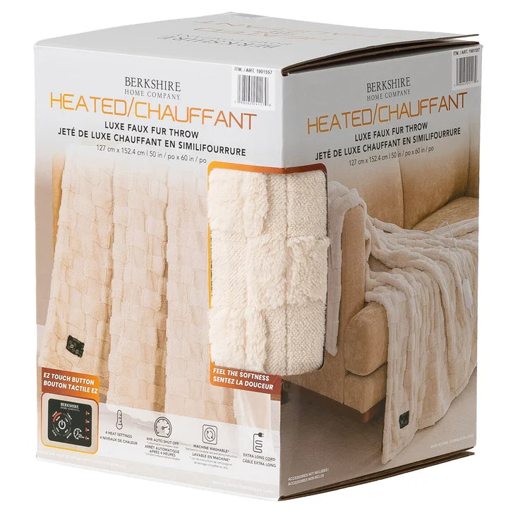 Berkshire Home Company Heated Luxe Faux Fur Throw