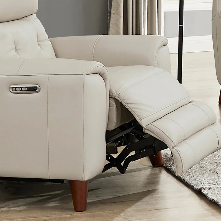 Prospera Home Malibu Modern Top Grain Leather Power Reclining Sofa and Loveseat with Power Headrest