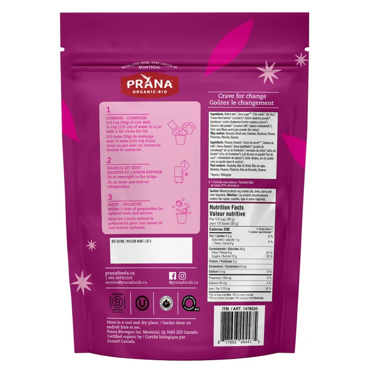 Prana Overnight Chia Oats, 2 × 800 g