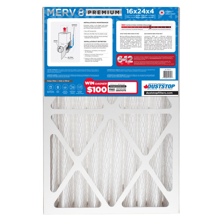 Duststop MERV 8 Premium Pleated Furnace Filter, 3-pack