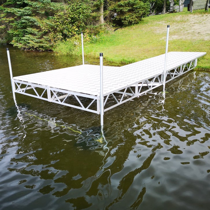 Multinautic QP-320 P-Shape 7.31 m (24 ft.) Long Aluminium Truss Frame Roll-In Dock Kit with Polymer Decking and Ramp
