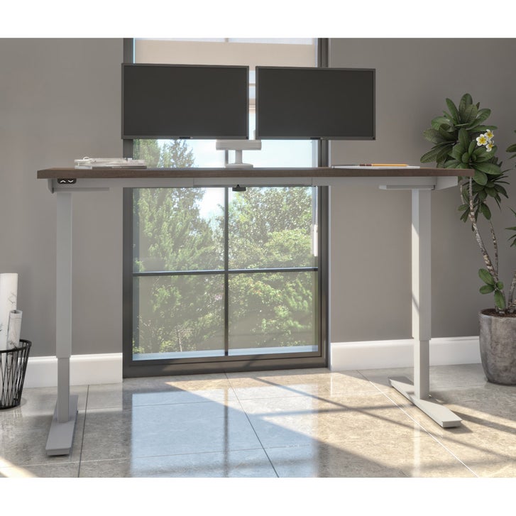 Bestar Upstand 76.2 cm x 152.4 cm (30 in. x 60 in.) Height Adjustable Desk with Dual Monitor Arm