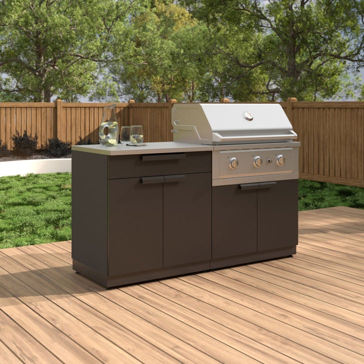 NewAge Products Stainless Steel Black 4-piece Outdoor Kitchen Set, Liquid Propane Grill
