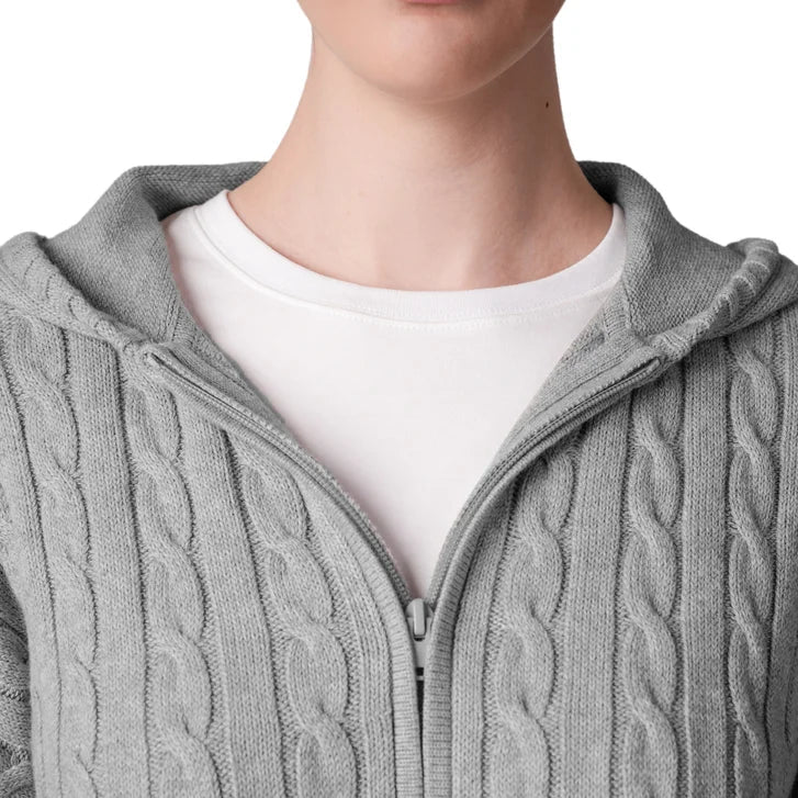 United Colors of Benetton Women’s Full Zip Cable Hoodie