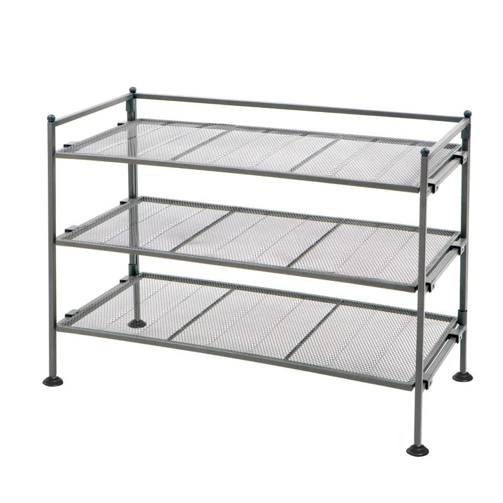 Seville Classics 3-Tier Stackable Sturdy Steel Mesh Utility Shoe Rack