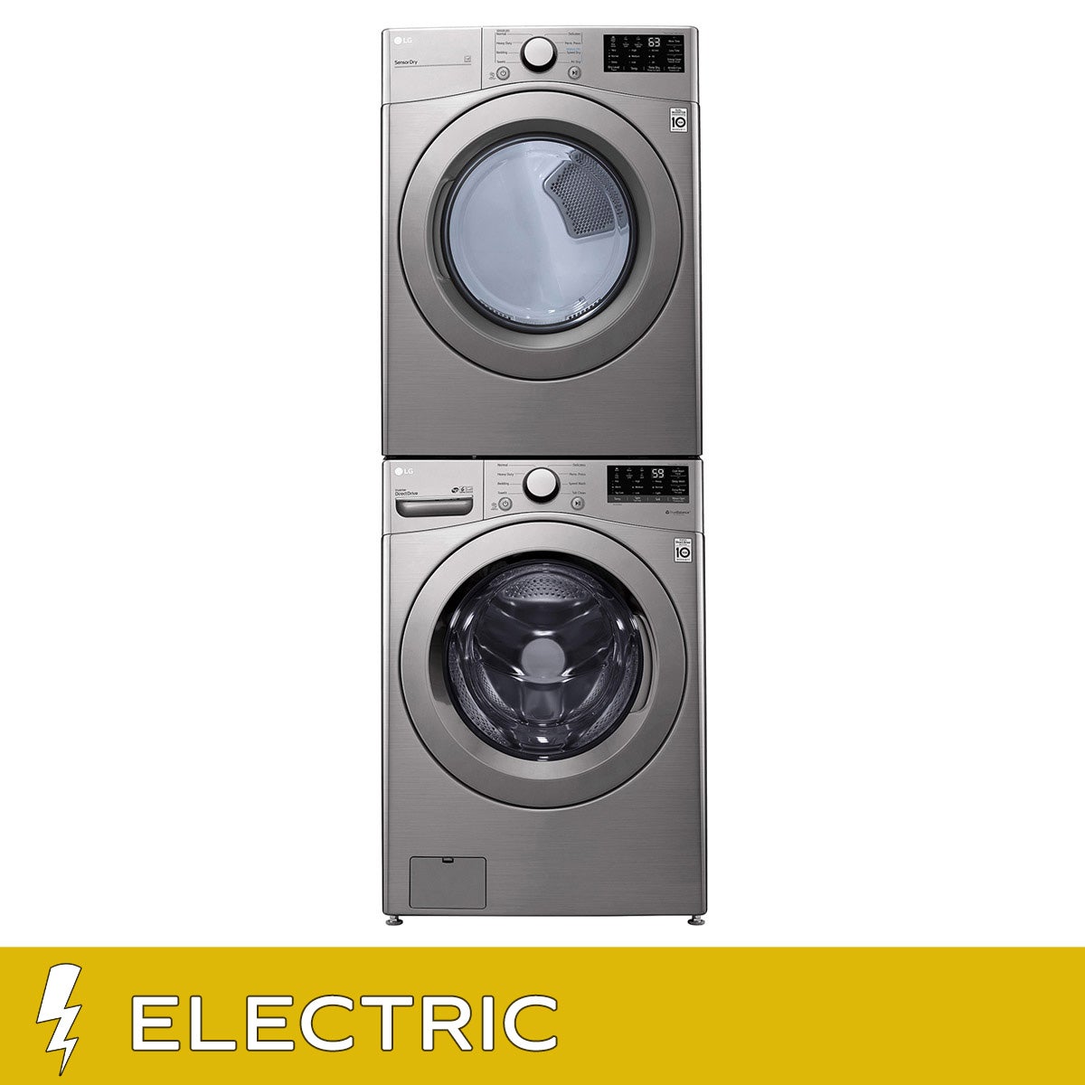 LG Laundry Bundle 5.2 cu ft. Front Load Washer and 7.4 cu ft. Electric Dryer with Stacking Kit