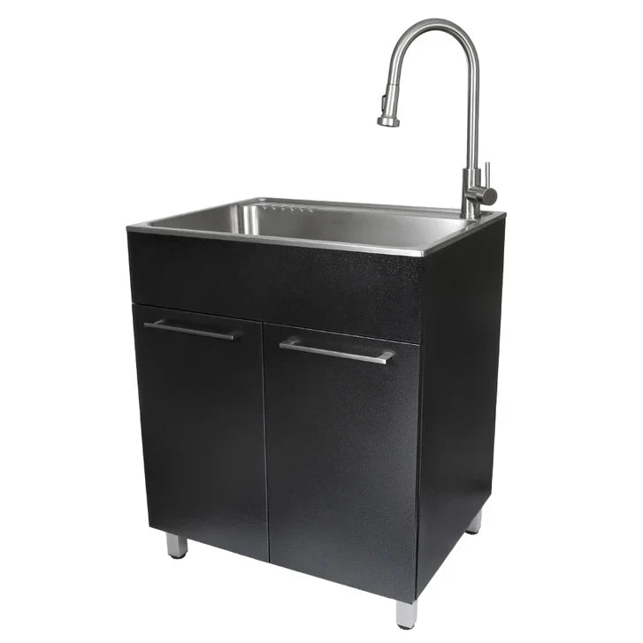 Transform 28 in. All-in-one Utility Sink with Cabinet and Stainless Steel Faucet