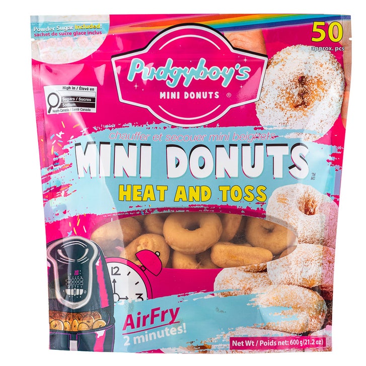 Pudgyboy's Heat & Toss Mini Donuts with Powdered Sugar, 4-pack