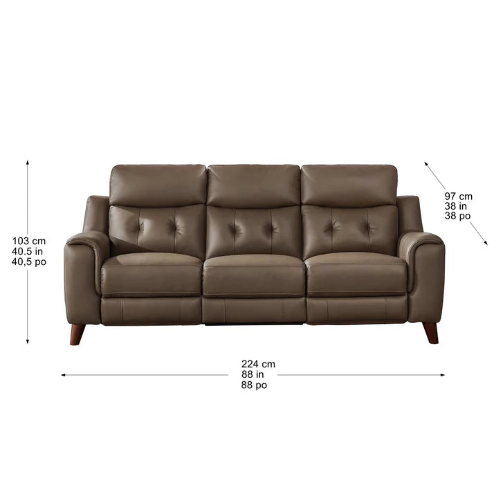 Prospera Home Malibu Modern Top Grain Leather Power Reclining Sofa and Loveseat with Power Headrest