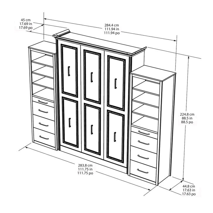 Bed & Room Porter Queen Wall Bed with 2 Side Towers