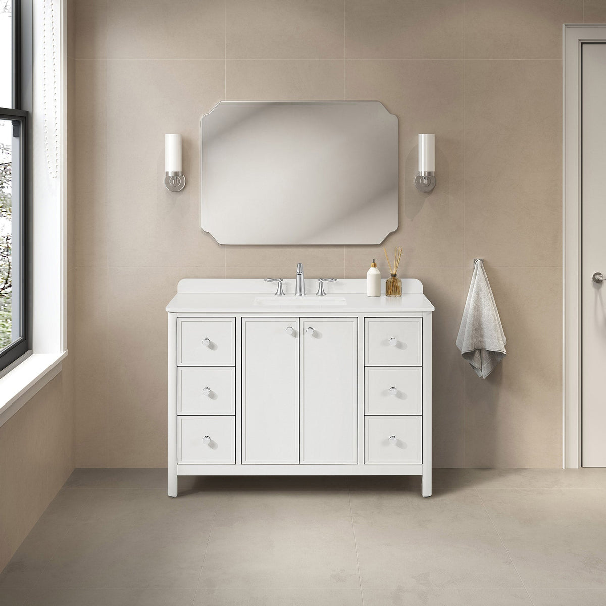 OVE Decors Margie Vanity in White Finish with Quartz Countertop