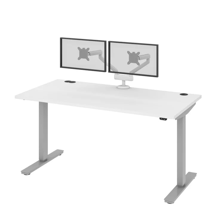Bestar Upstand 76.2 cm x 152.4 cm (30 in. x 60 in.) Height Adjustable Desk with Dual Monitor Arm