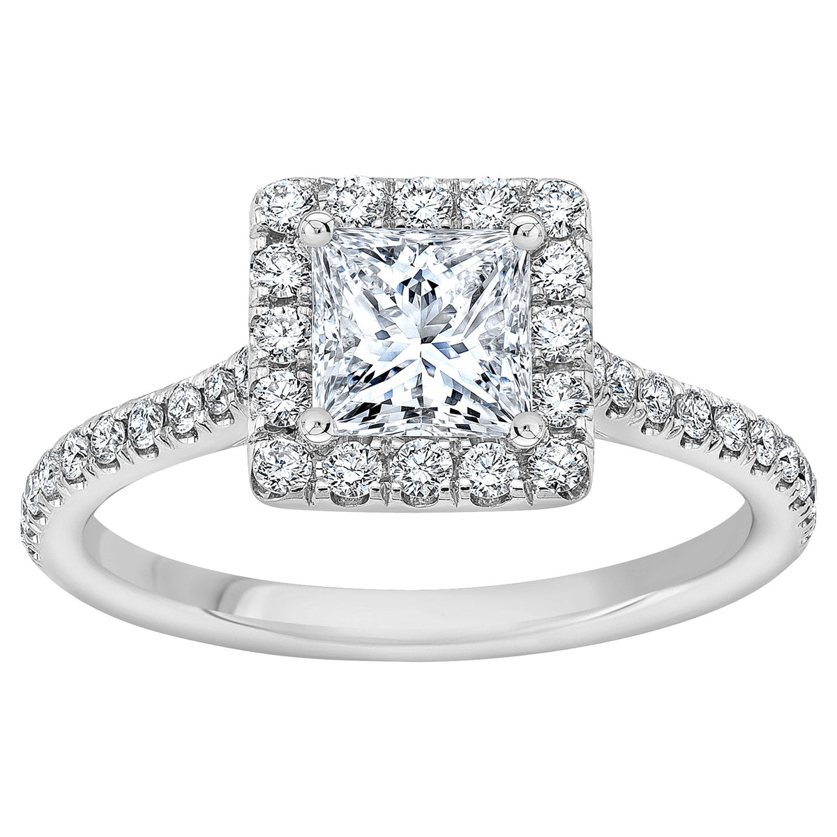 1.44 ctw Princess Cut and Round Brilliant, Clarity VS2, Colour I, Diamond Engagement Ring, size 7