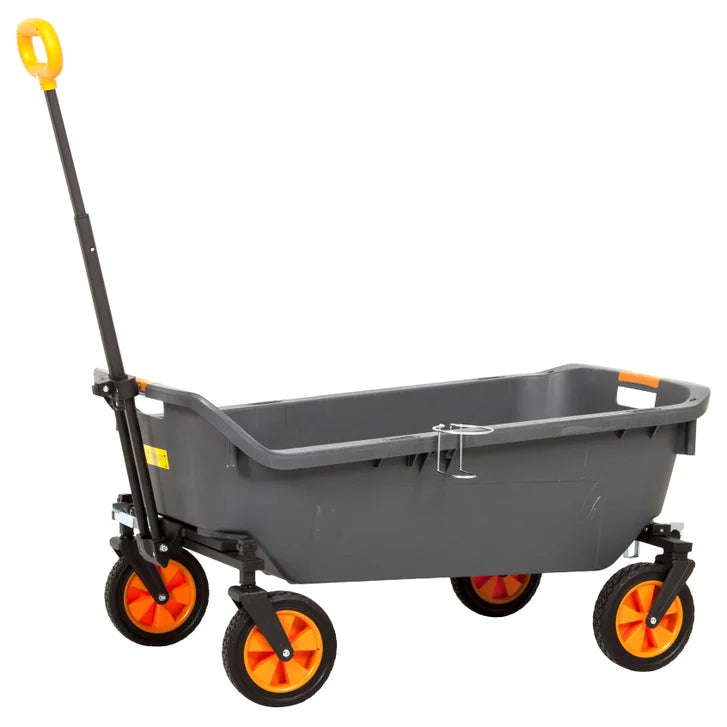 Seina Heavy Duty Plastic Utility Wagon with Fold-Up Wheels