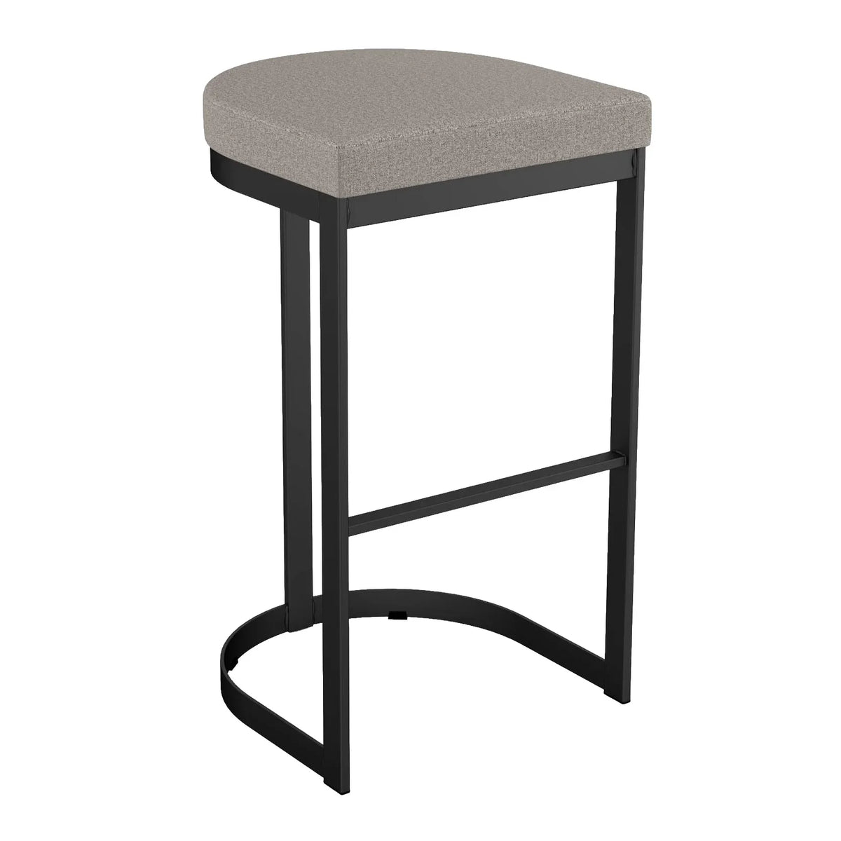 Amisco Lester Black Bar or Counter Stool with Beige Seat