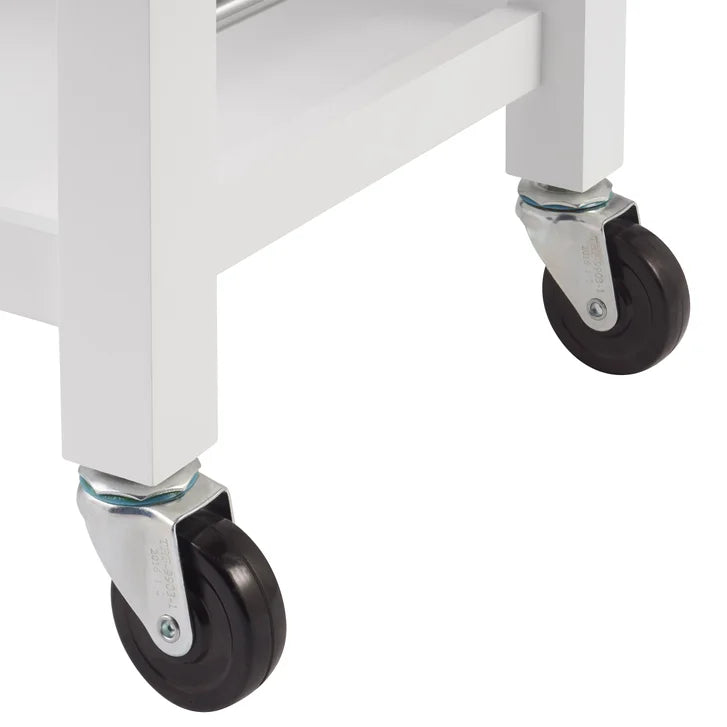 TRINITY White 3-tier Wood Kitchen Cart with Drawers