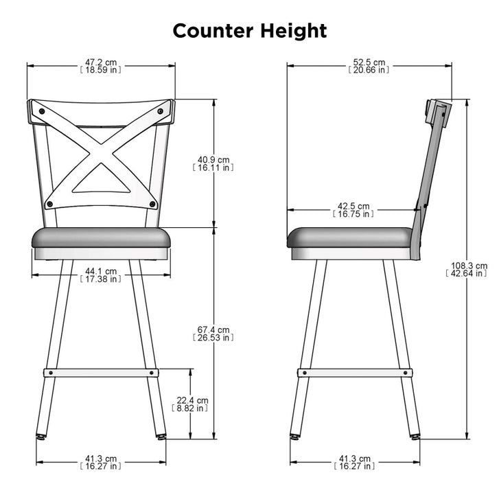 Amisco Snyder Swivel Counterstool in Black and Brown Polyurethane Upholstery