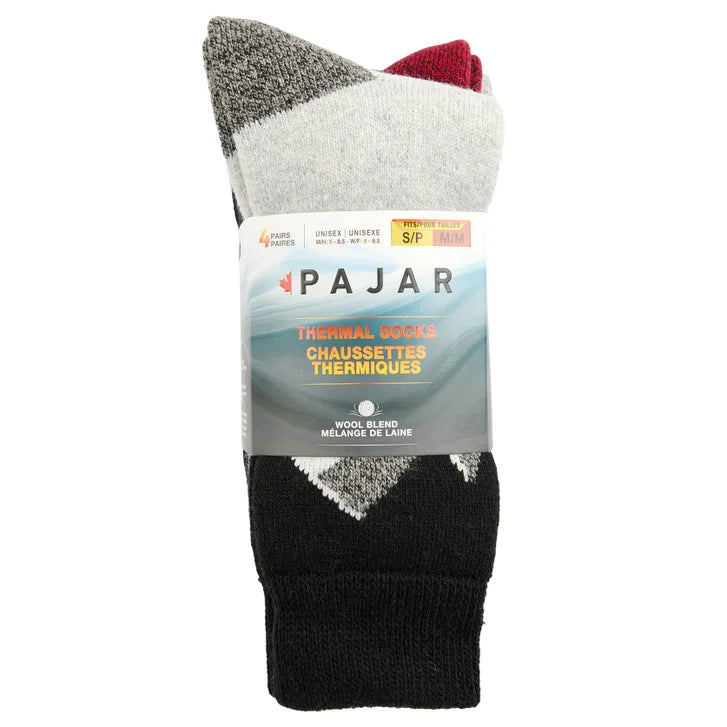 Pajar Wool Blend Thermal Full Cushion Crew Socks, 4-Pack