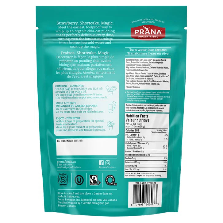 Prana Overnight Chia Oats, 2 × 800 g
