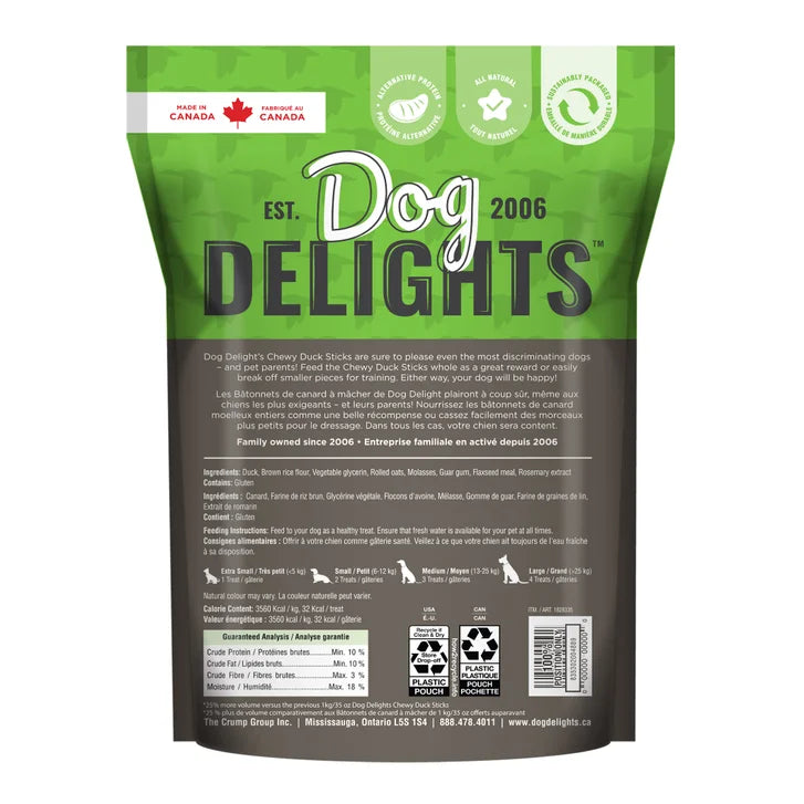 Dog Delights Chewy Duck Sticks Dog Treats, 1.25 kg ( 2.75 lb.)