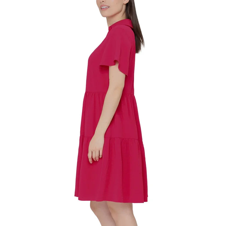 Tahari Women's Short-Sleeve Tiered Dress