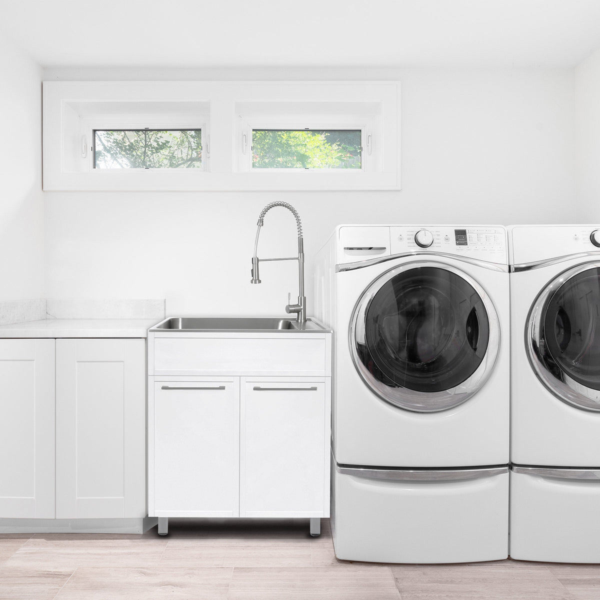 Transform 28 in. All-in-one Laundry Cabinet with Stainless Steel Sink and Faucet
