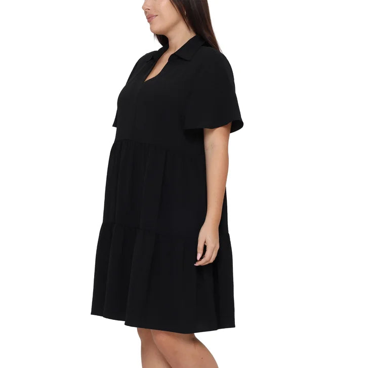 Tahari Women's Short-Sleeve Tiered Dress