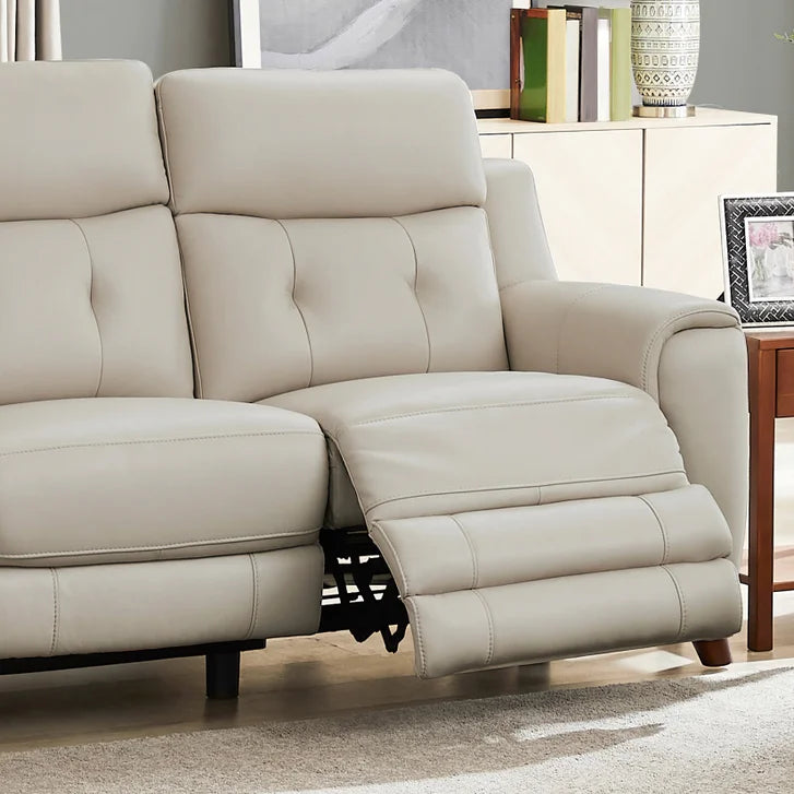 Prospera Home Malibu Modern Top Grain Leather Power Reclining Sofa and Loveseat with Power Headrest