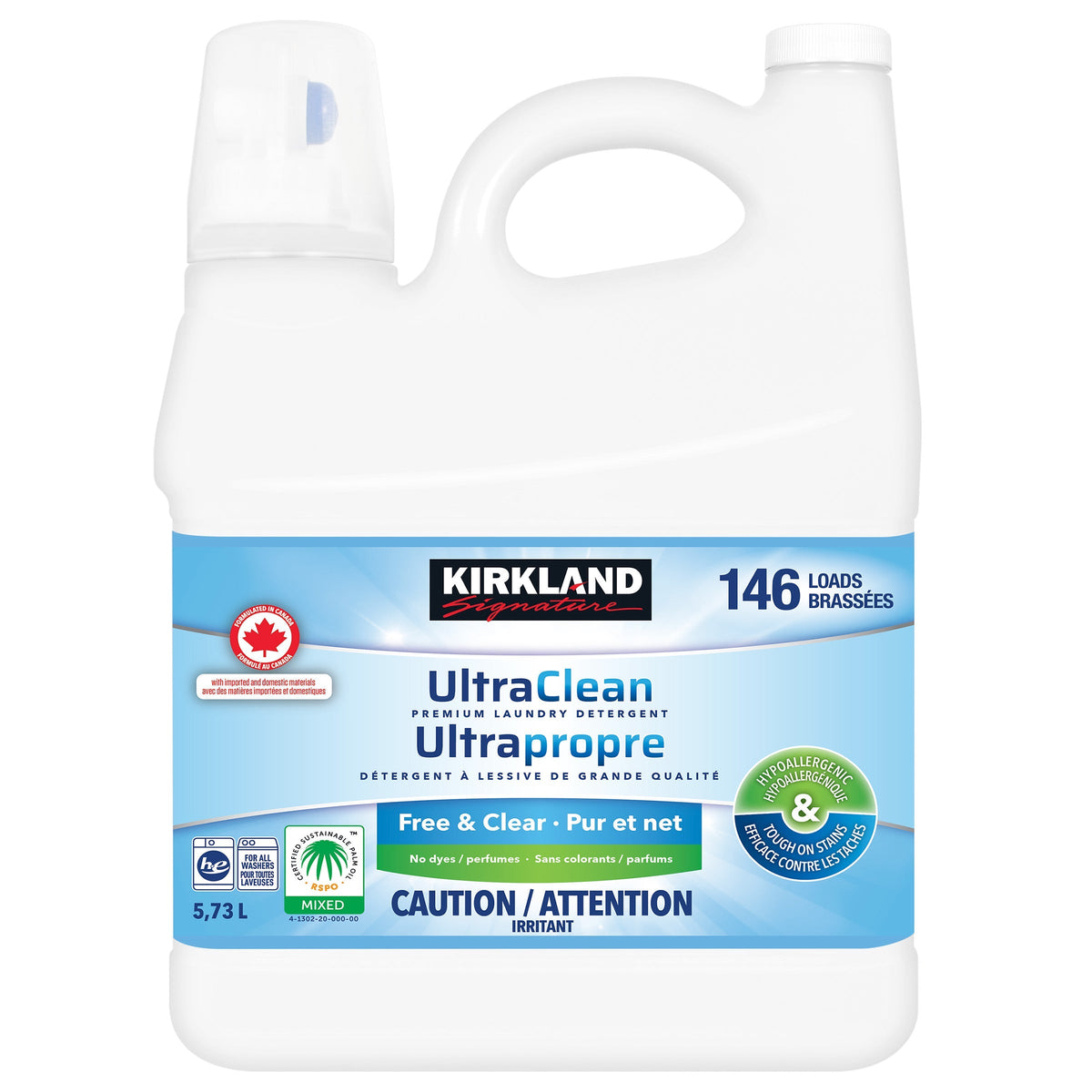 Kirkland Signature Free and Clear Ultra Clean Liquid Laundry Detergent, 146 Wash Loads