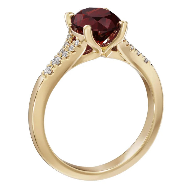 Oval Cut Rhodolite Garnet and Diamond Ring (0.14 ctw)