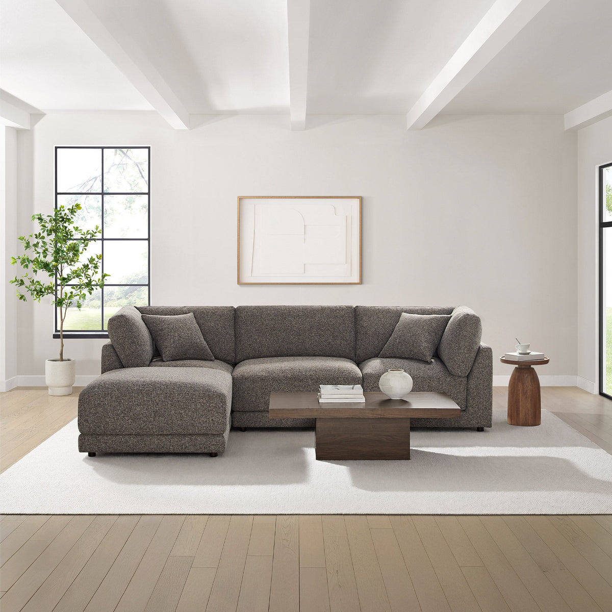 Aiden & Ivy Dayna 4-piece Modular Fabric Sofa with Ottoman