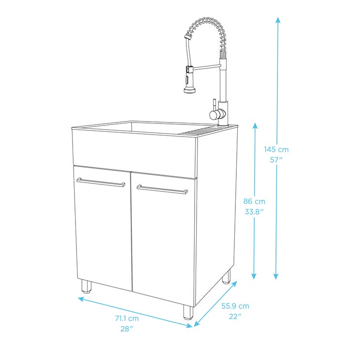 Transform 28 in. All-in-one RTA Laundry Cabinet with Stainless Steel Sink and Faucet