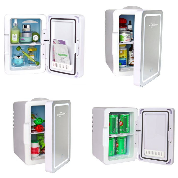 Koolatron 6 Litre Compact Cosmetics Mini Fridge with LED Lighted Dimmable Makeup Mirror