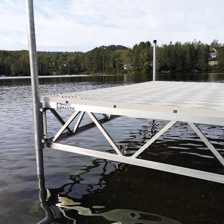 Multinautic QP-320 P-Shape 7.31 m (24 ft.) Long Aluminium Truss Frame Roll-In Dock Kit with Polymer Decking and Ramp