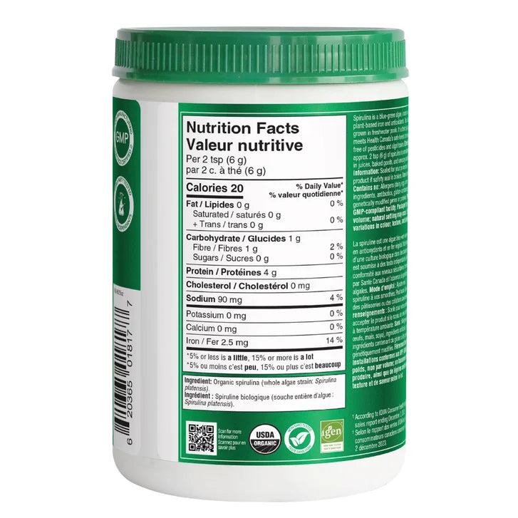 Organika Organic Spirulina Powder, 3 Bottles of 300 g