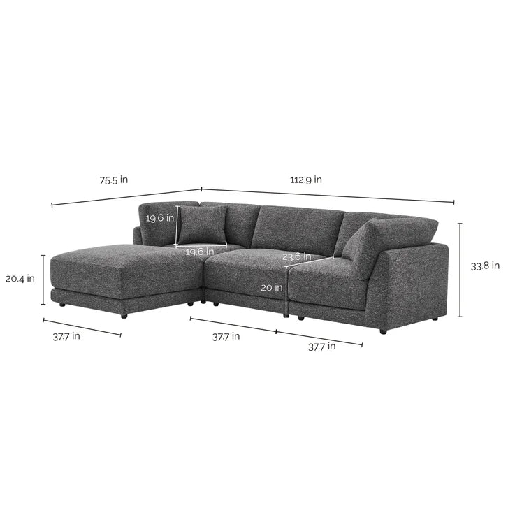 Aiden & Ivy Dayna 4-piece Modular Fabric Sofa with Ottoman