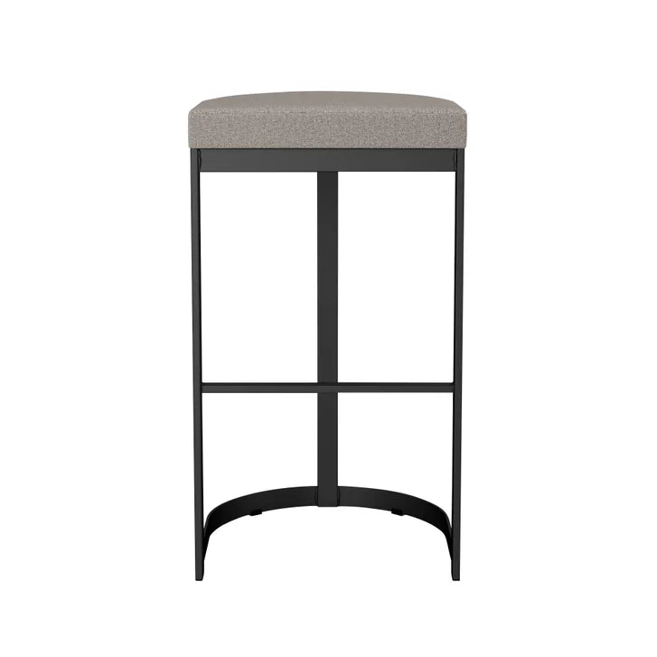 Amisco Lester Black Bar or Counter Stool with Beige Seat
