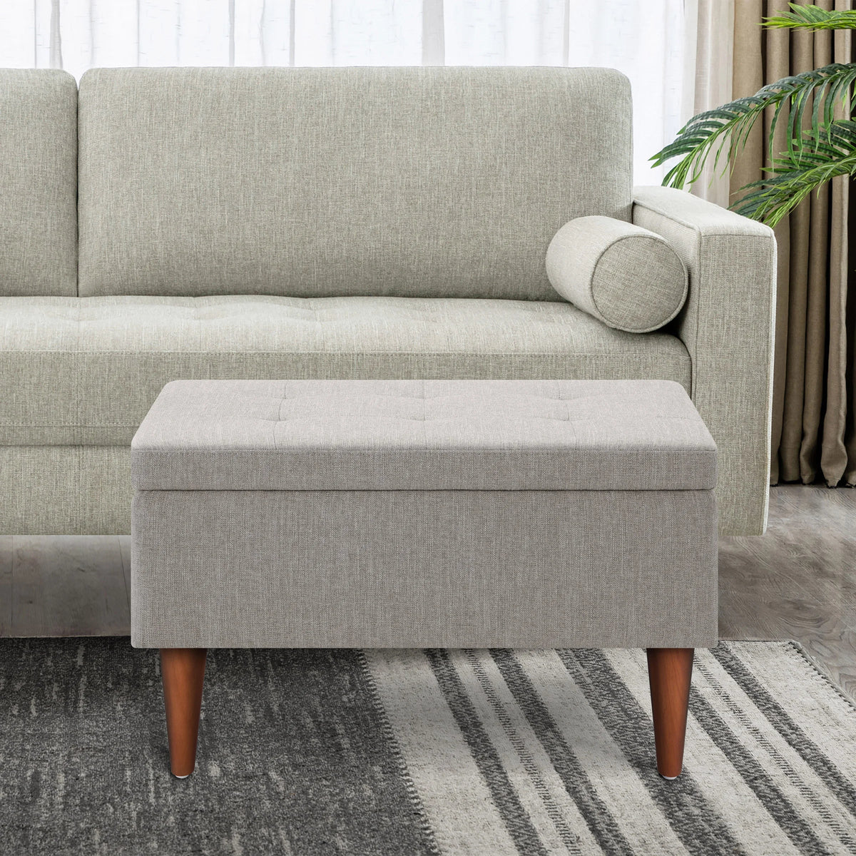 King Fabric Upholstered Storage Ottoman