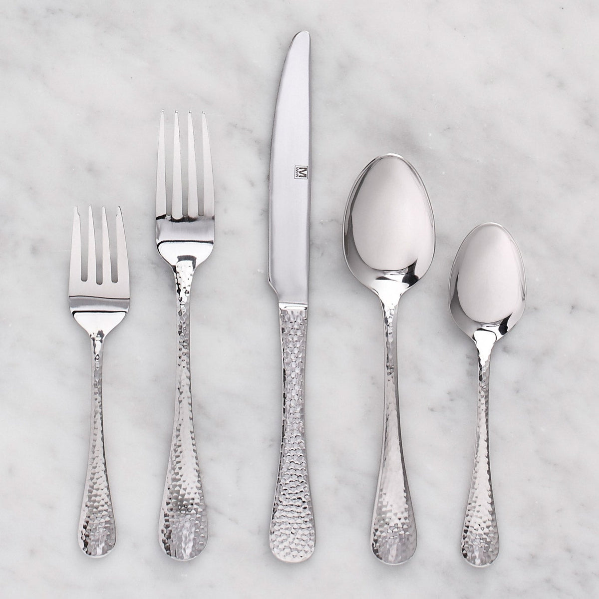 Chicago Hammered Stainless-steel Cutlery, 60-piece