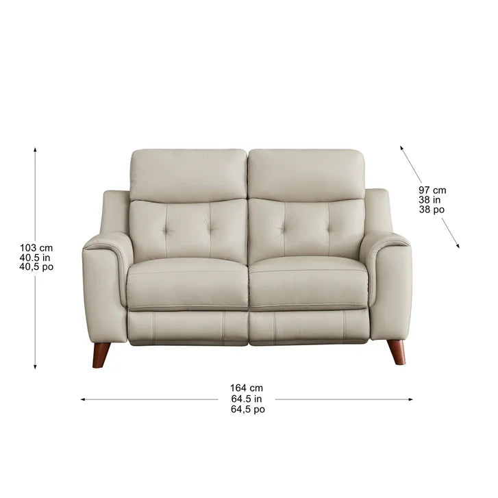 Prospera Home Malibu Modern Top Grain Leather Power Reclining Sofa and Loveseat with Power Headrest