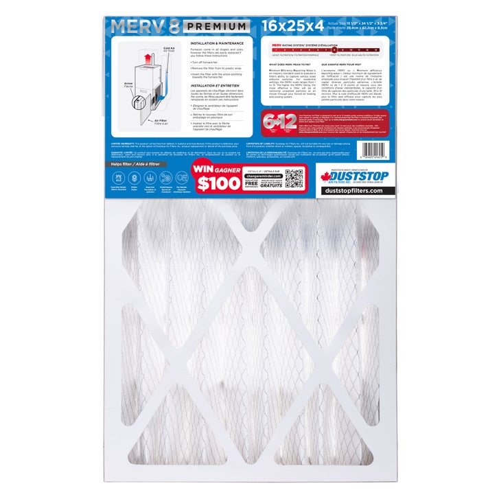 Duststop MERV 8 Premium Pleated Furnace Filter, 3-pack
