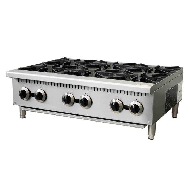 Forno Commercial 36 in Stainless Steel Gas 6 Burner Hotplate with Removable Burner Grates