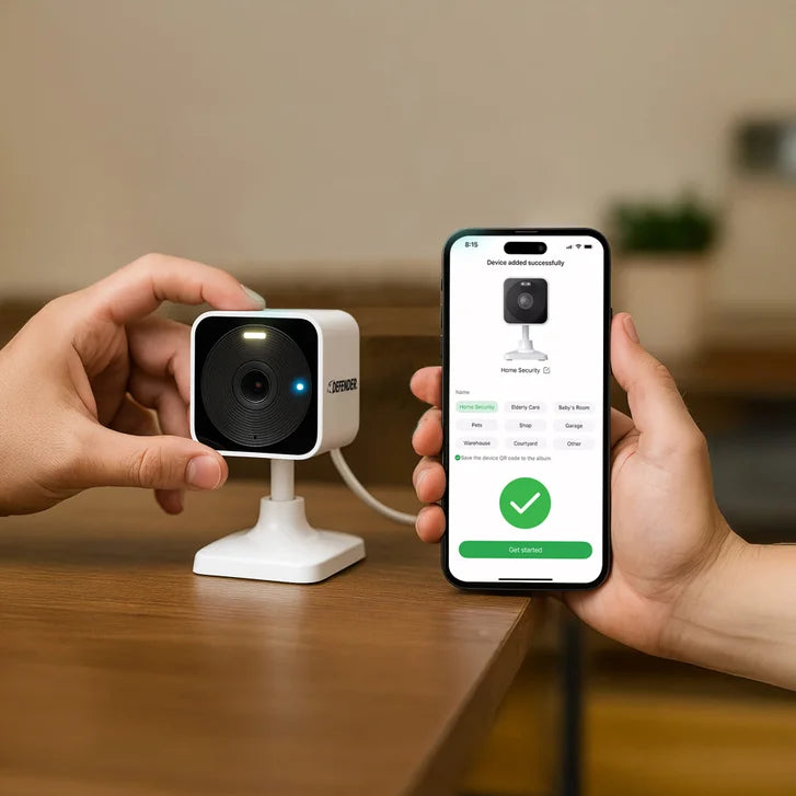 Defender GO 2K AI Powered Plug-in Indoor/Outdoor Wi-Fi Security Cameras, 4-pack