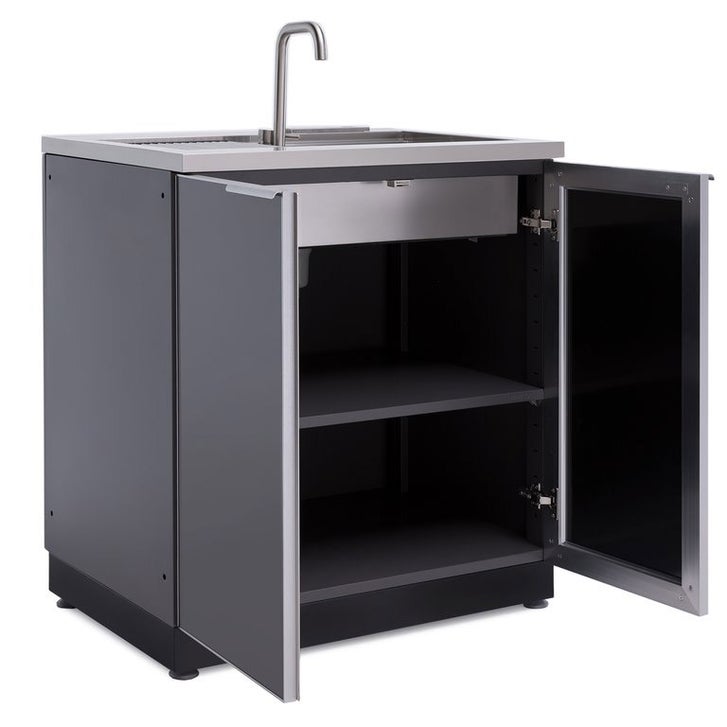NewAge Products 4-piece Outdoor Kitchen Aluminum Set with Built-in Sink Cabinet