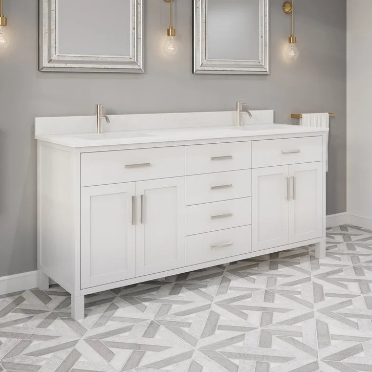 Studio Bathe Katie II Vanity in White Finish with Engineered Stone Countertop