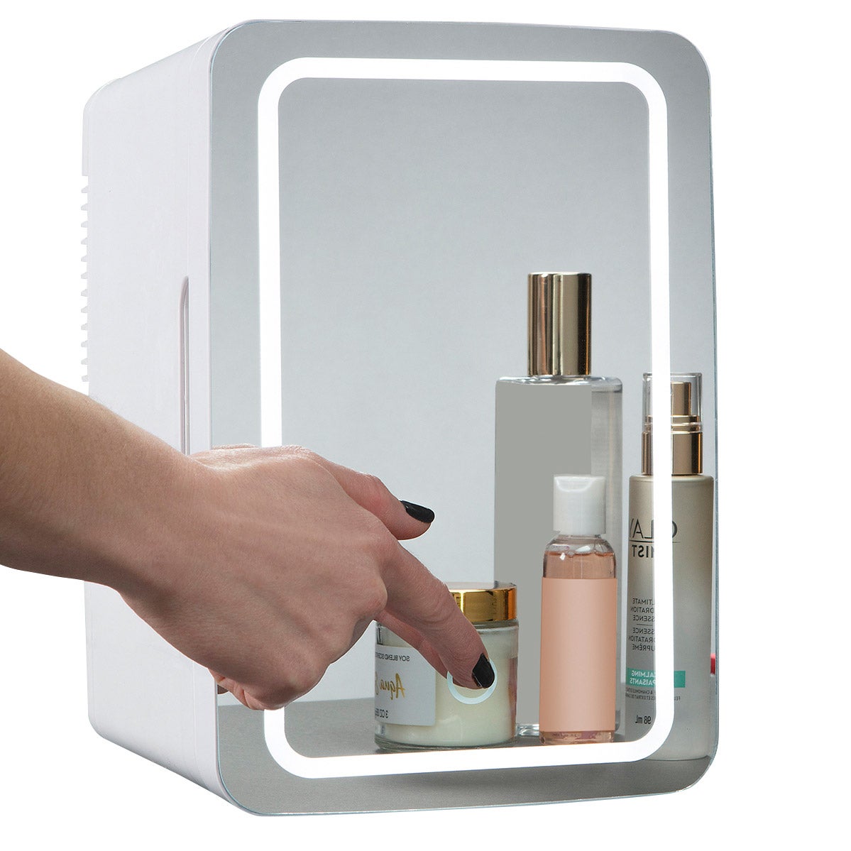 Koolatron 6 Litre Compact Cosmetics Mini Fridge with LED Lighted Dimmable Makeup Mirror